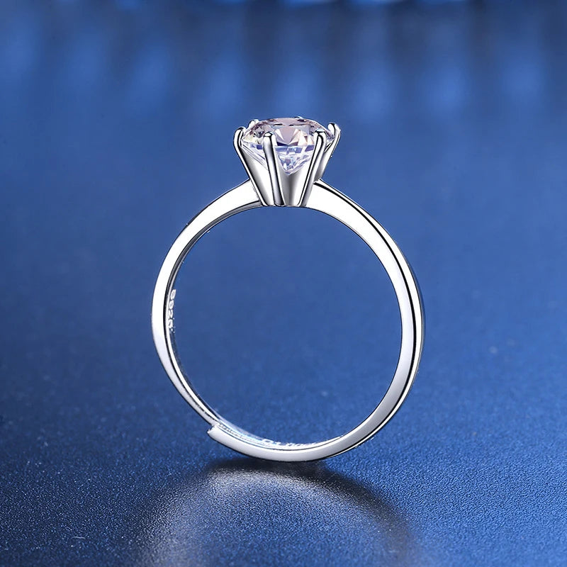 Classic 1ct 6 Prong Engagement Ring - VVS Moissanite - S925 Sliver