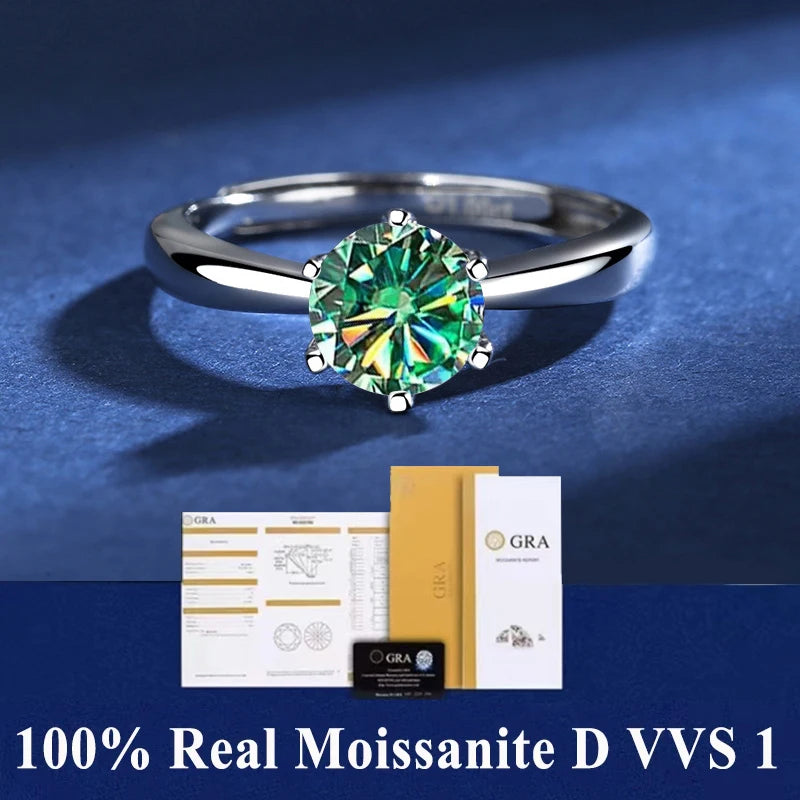 Classic 1ct 6 Prong Engagement Ring - VVS Moissanite - S925 Sliver
