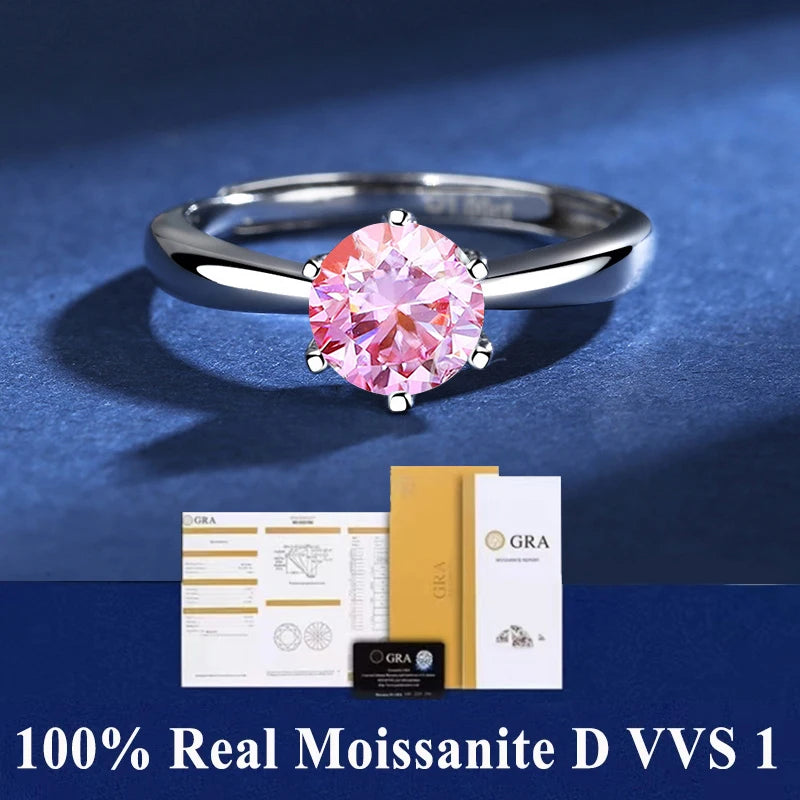 Classic 1ct 6 Prong Engagement Ring - VVS Moissanite - S925 Sliver