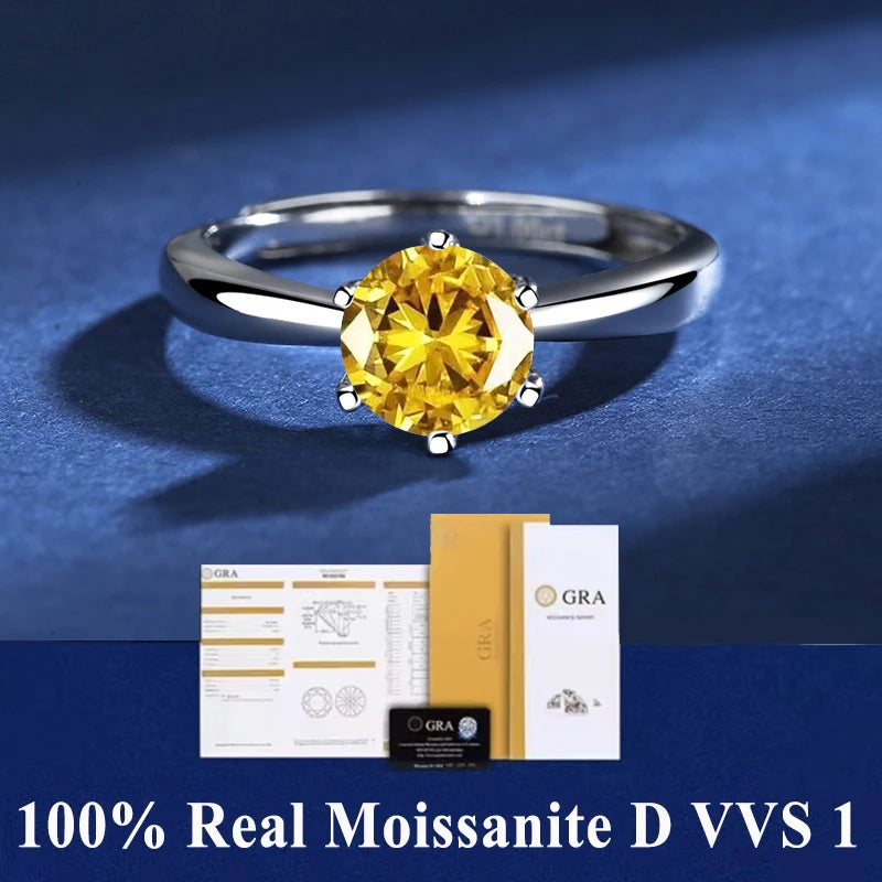 Classic 1ct 6 Prong Engagement Ring - VVS Moissanite - S925 Sliver