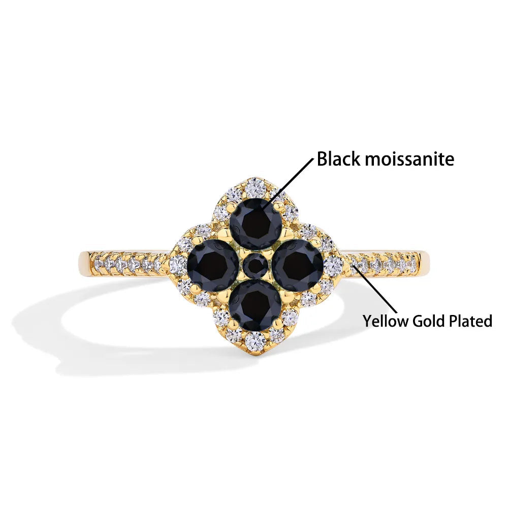 Four Leaf Clover Ring - VVS Moissanite - 14K Gold Vermeil