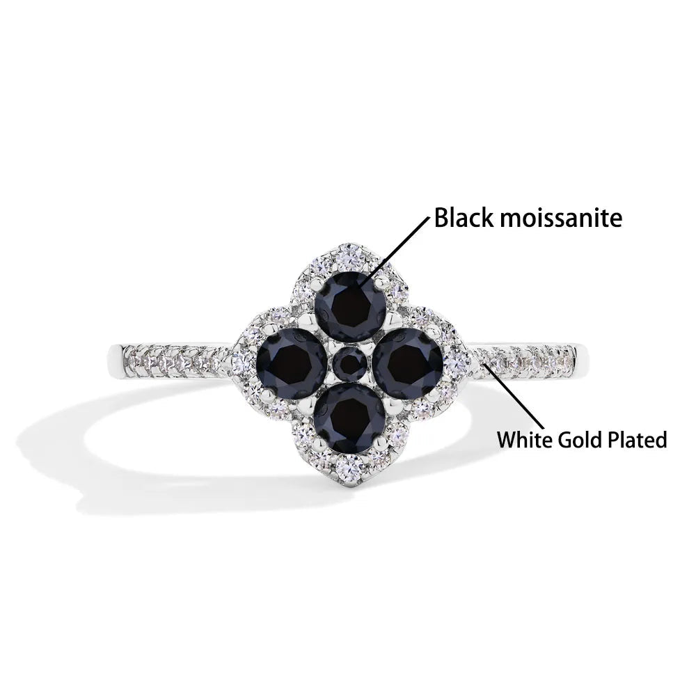 Four Leaf Clover Ring - VVS Moissanite - 14K Gold Vermeil