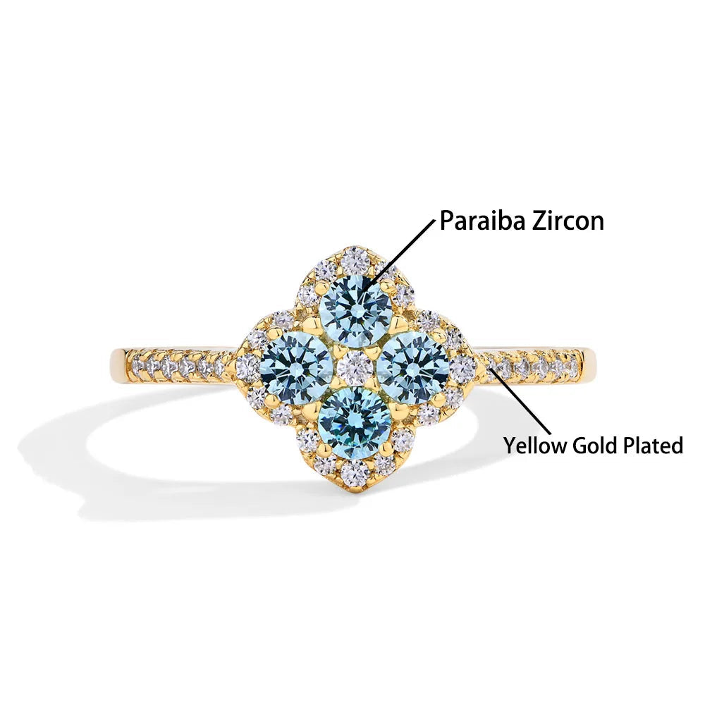 Four Leaf Clover Ring - VVS Moissanite - 14K Gold Vermeil