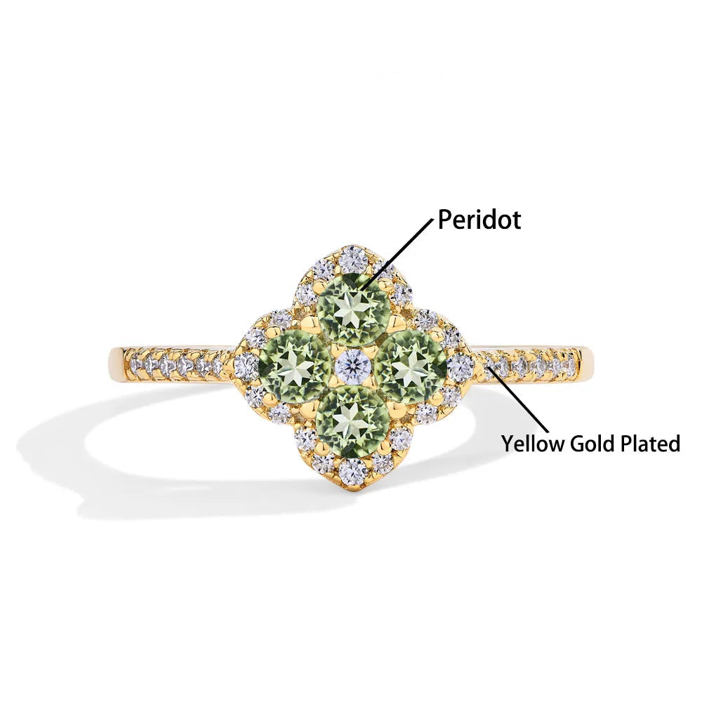 Four Leaf Clover Ring - VVS Moissanite - 14K Gold Vermeil