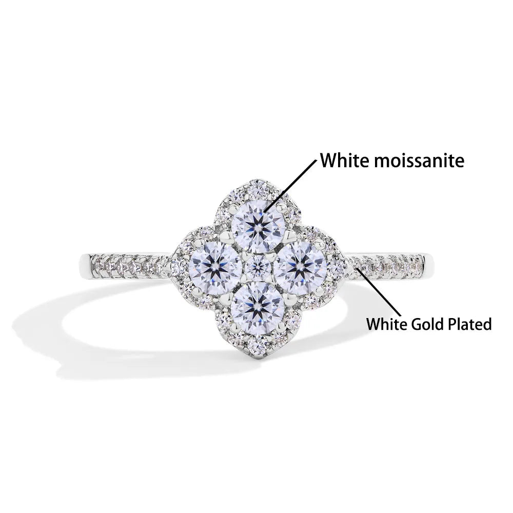 Four Leaf Clover Ring - VVS Moissanite - 14K Gold Vermeil