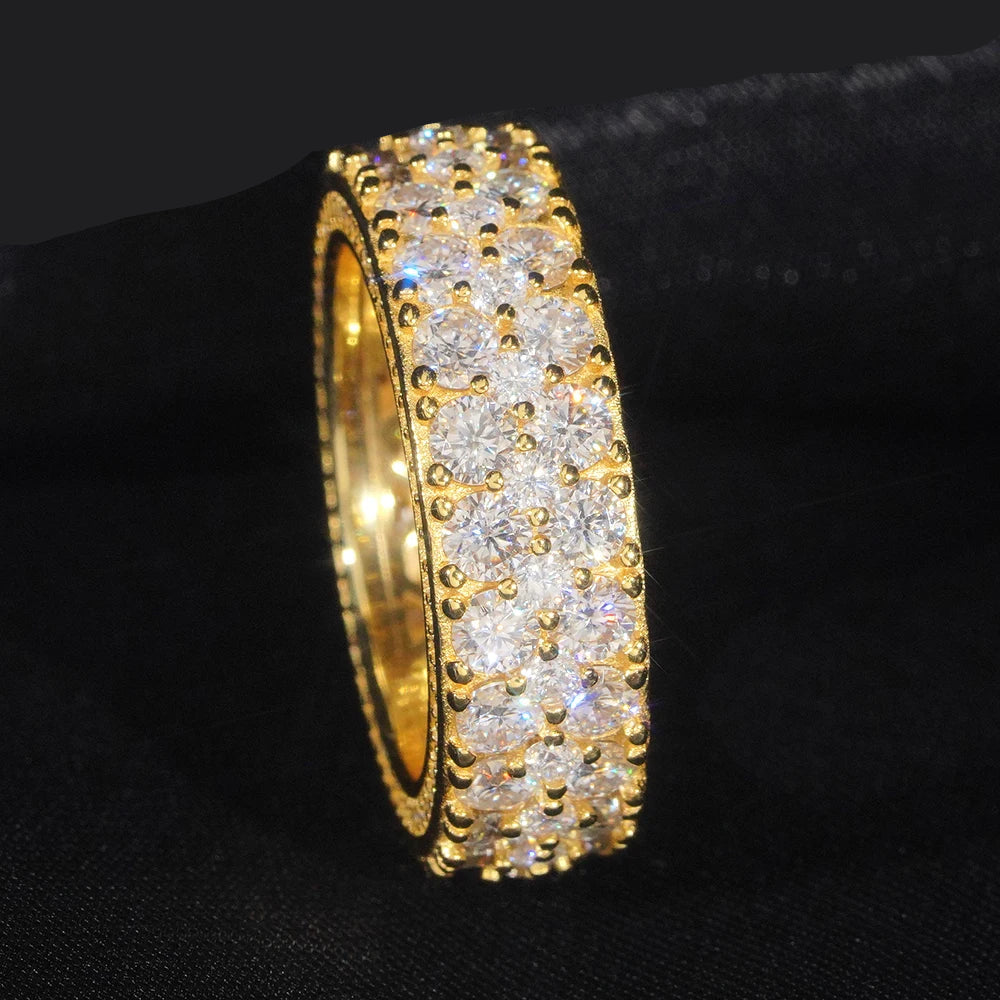 3 Row Buss Down Ring - VVS Moissanite 14k Gold Vermeil