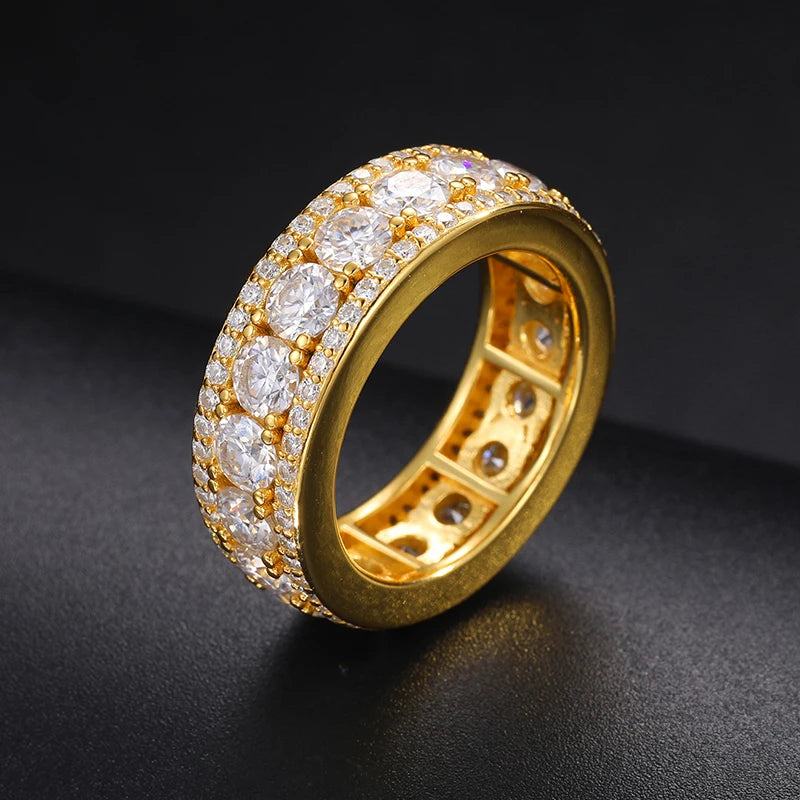 3 Row Eternity Ring - VVS Moissanite Real 14k Gold Vermeil