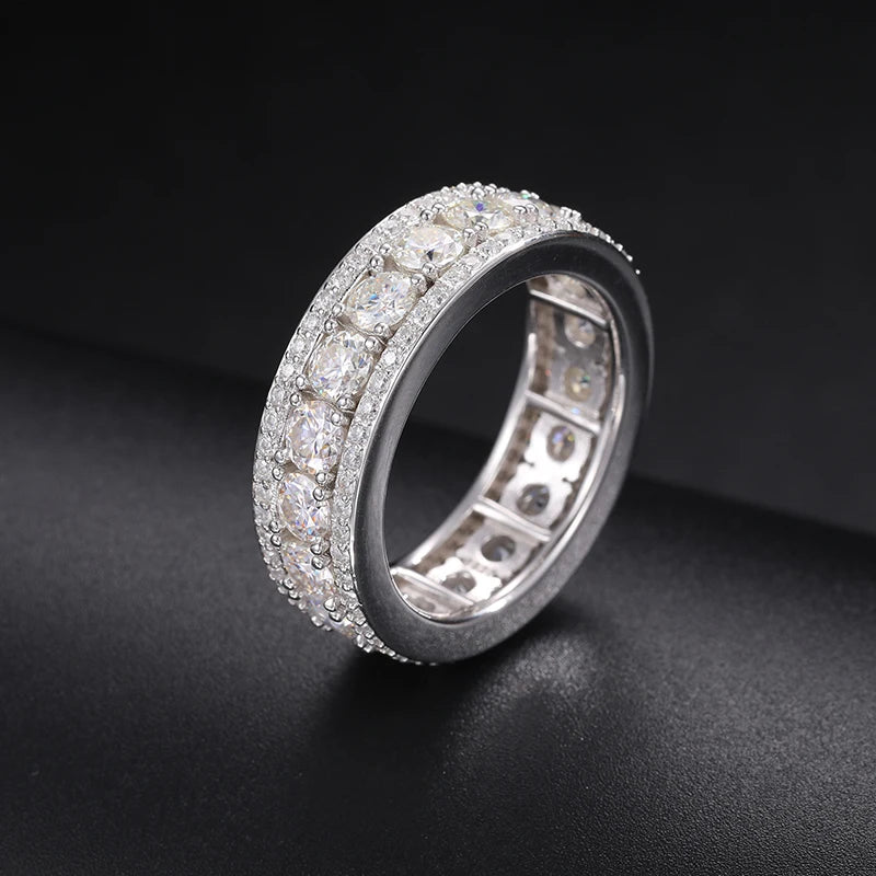 3 Row Eternity Ring - VVS Moissanite Real 14k Gold Vermeil