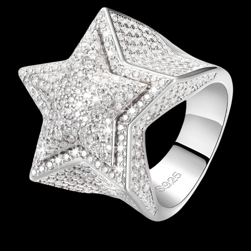 3D Star Ring - VVS Moissanite - 14k Gold Vermeil