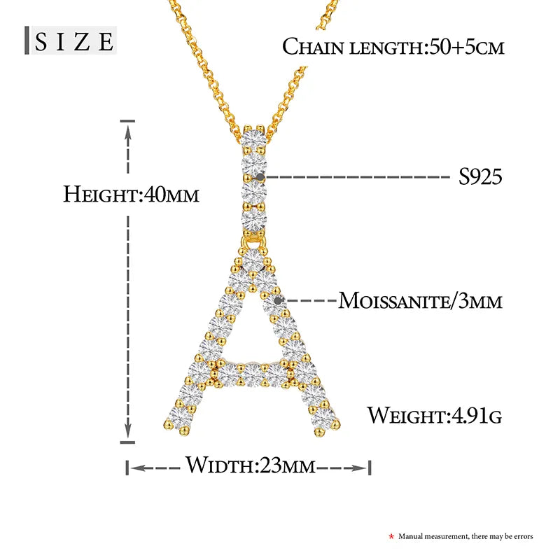 A-Z ALPHABET LETTER INITAL PENDANTS - VVS Moissanite on Real 14k Gold Vermeil