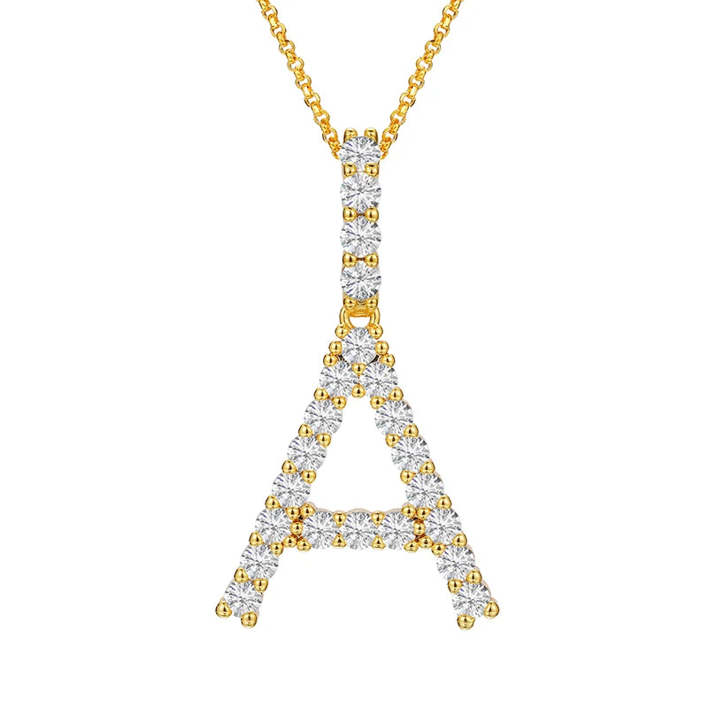 A-Z ALPHABET LETTER INITAL PENDANTS - VVS Moissanite on Real 14k Gold Vermeil