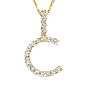 A-Z ALPHABET LETTER INITAL PENDANTS - VVS Moissanite on Real 14k Gold Vermeil