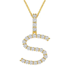 A-Z ALPHABET LETTER INITAL PENDANTS - VVS Moissanite on Real 14k Gold Vermeil