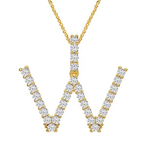 A-Z ALPHABET LETTER INITAL PENDANTS - VVS Moissanite on Real 14k Gold Vermeil