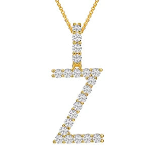 A-Z ALPHABET LETTER INITAL PENDANTS - VVS Moissanite on Real 14k Gold Vermeil