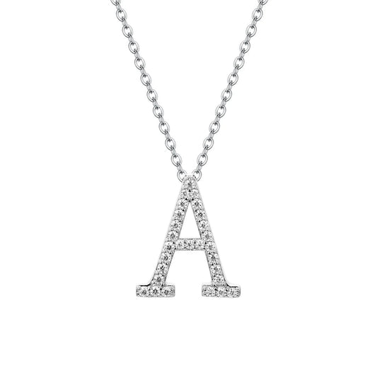 A-Z Letter Pendant Necklace - VVS Moissanite 100% 925 Sterling SIlver