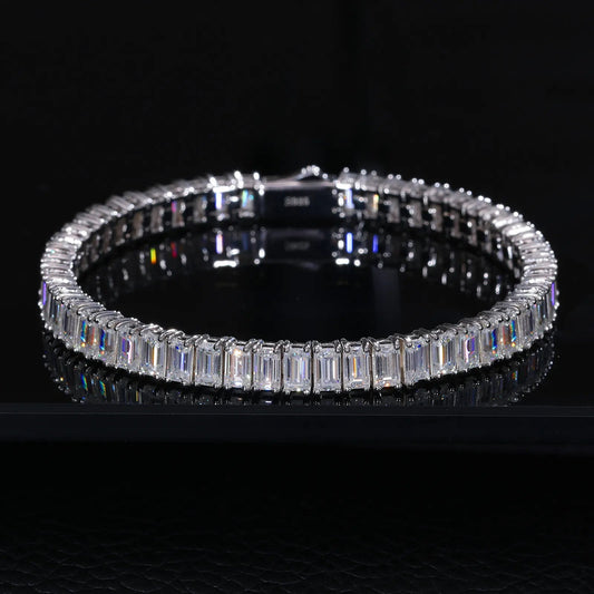 Baguette Tenis Bracelet - VVS Moissanite 14K Gold Vermeil - (Made To Order)