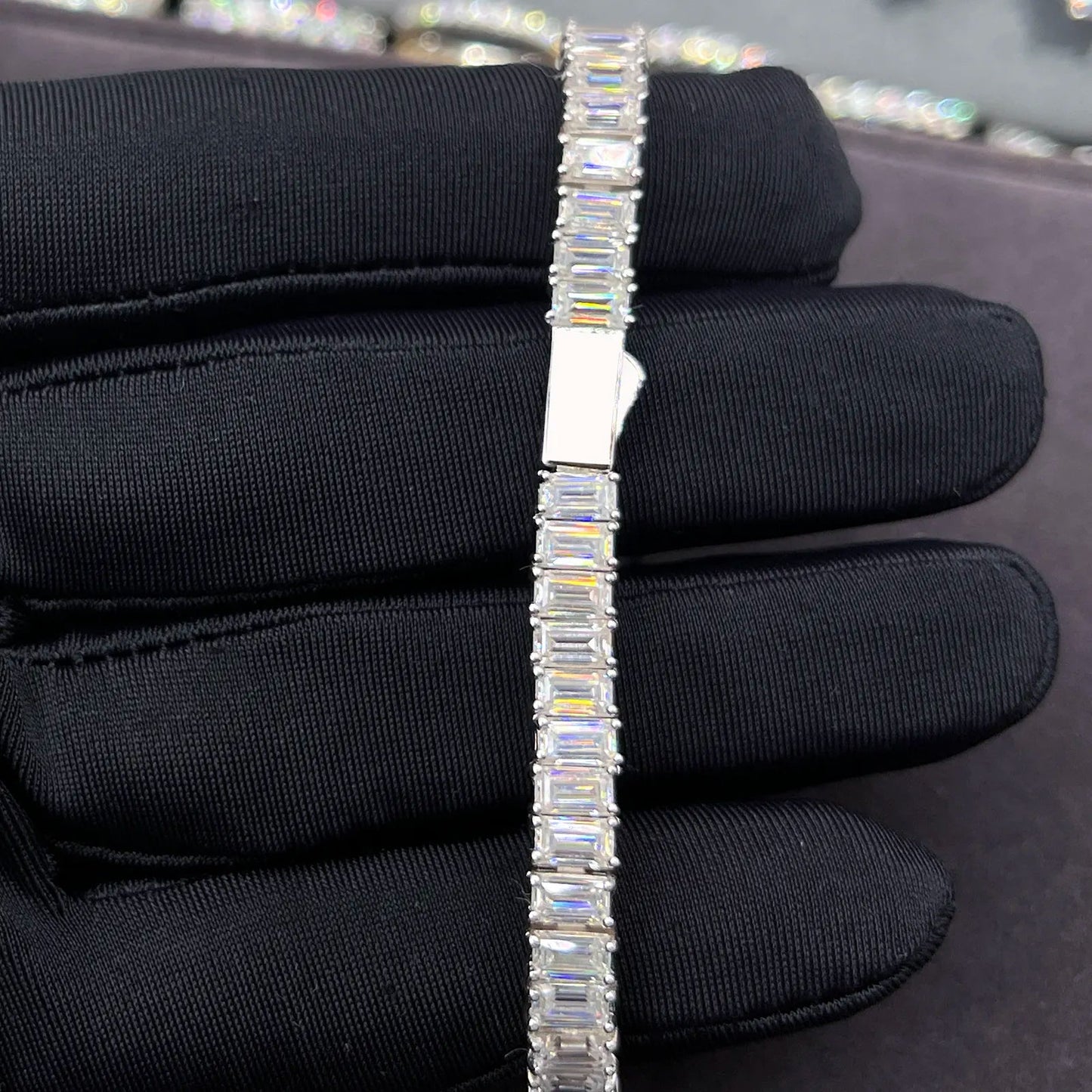 Baguette Tenis Bracelet - VVS Moissanite 14K Gold Vermeil - (Made To Order)