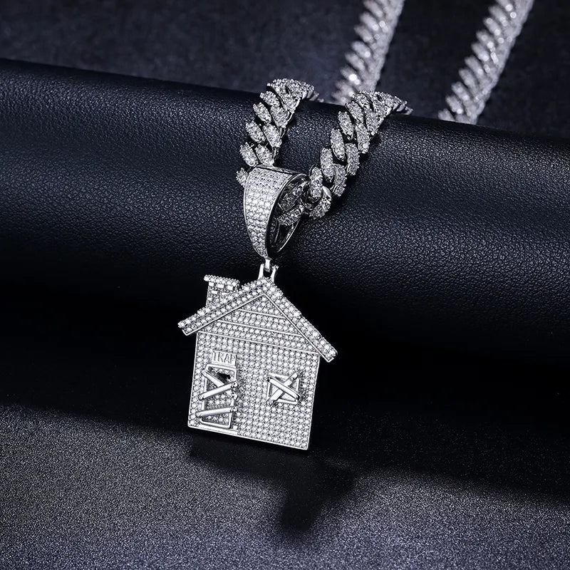 "BANDO" Trap House Emoji Pendant - VVS Moissanite 14k Gold Vermeil