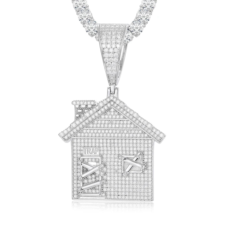 "BANDO" Trap House Emoji Pendant - VVS Moissanite 14k Gold Vermeil