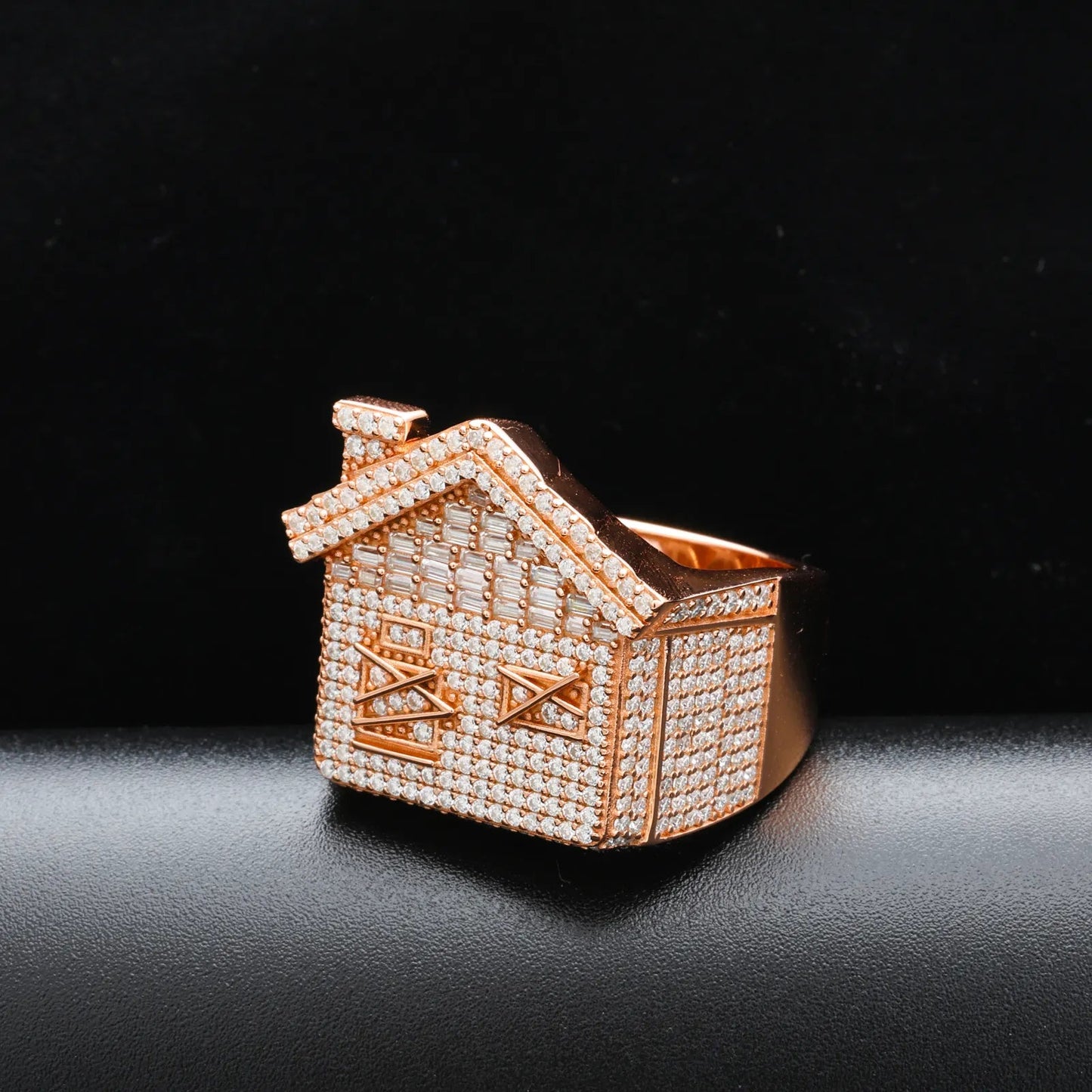 "BANDO" Trap House Emoji Ring - VVS1 Moissanite 14k Gold Vermeil