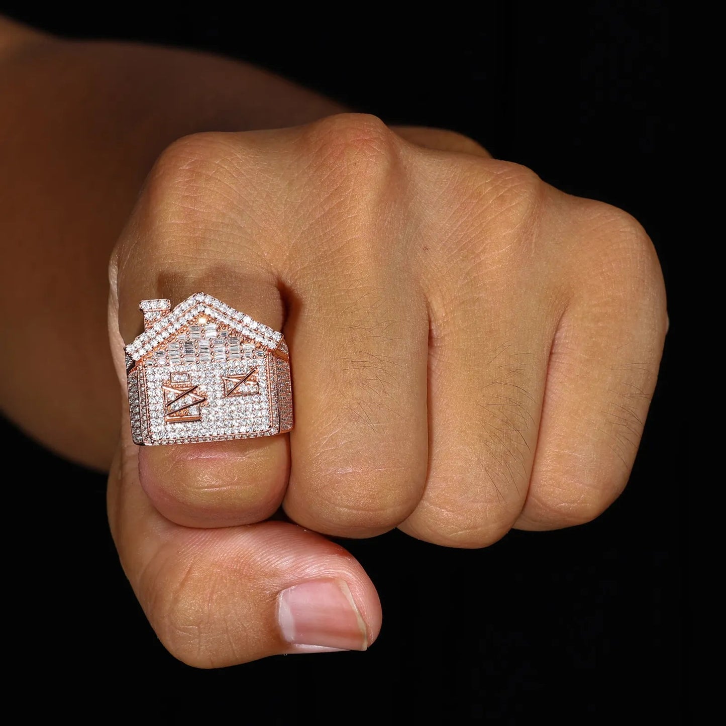 "BANDO" Trap House Emoji Ring - VVS1 Moissanite 14k Gold Vermeil