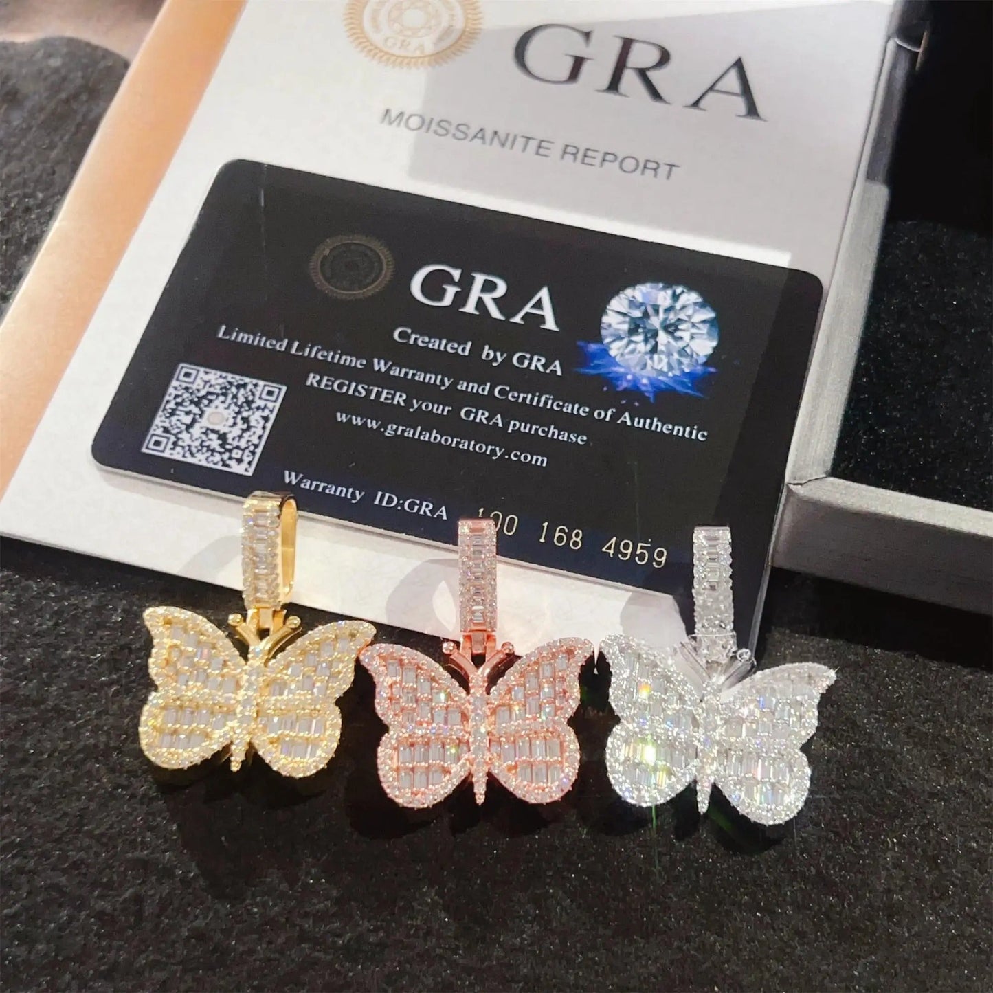 "BUTTERFLY" Pendant Charms - VVS Moissanite 14K Gold Vermeil