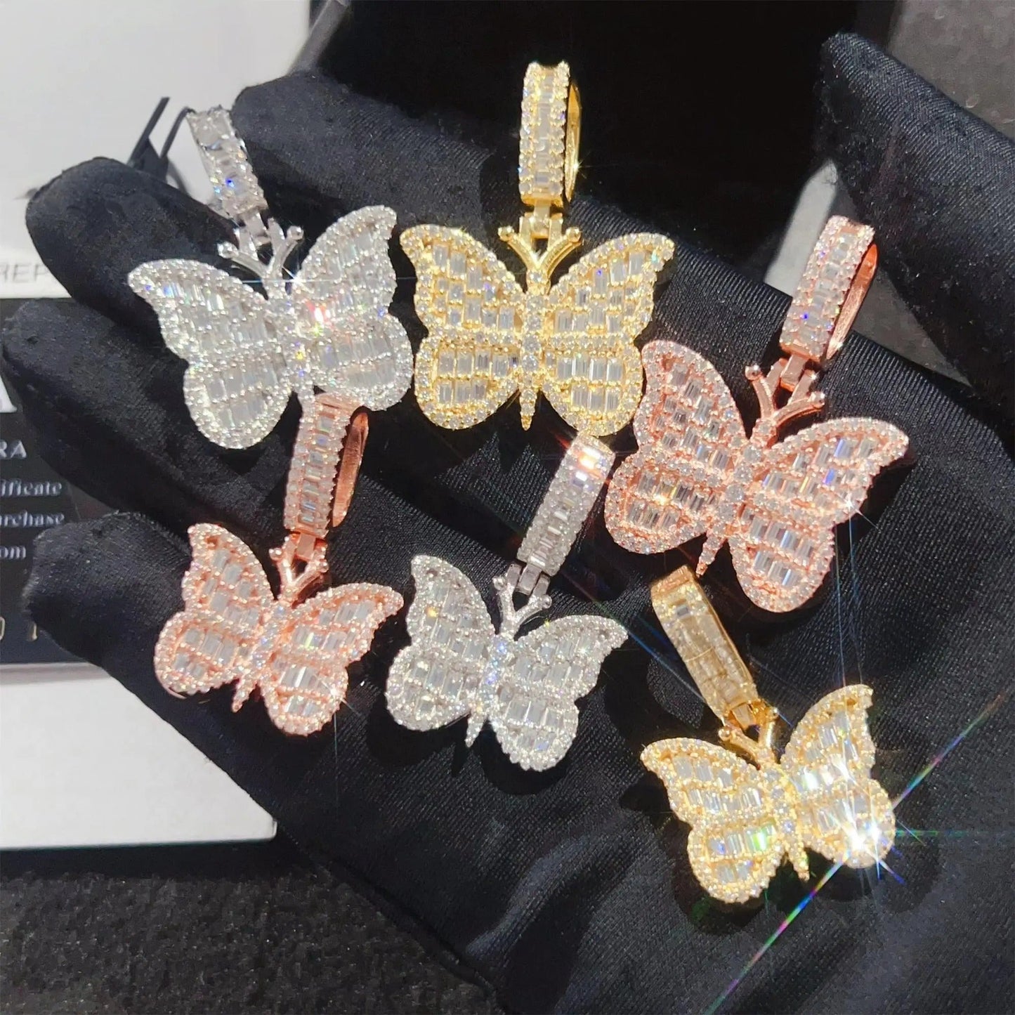 "BUTTERFLY" Pendant Charms - VVS Moissanite 14K Gold Vermeil