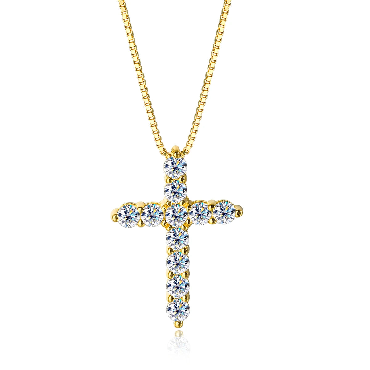 Classic Cross Pendant Necklace - VVS1 Moissanite 18k Gold Vermeil