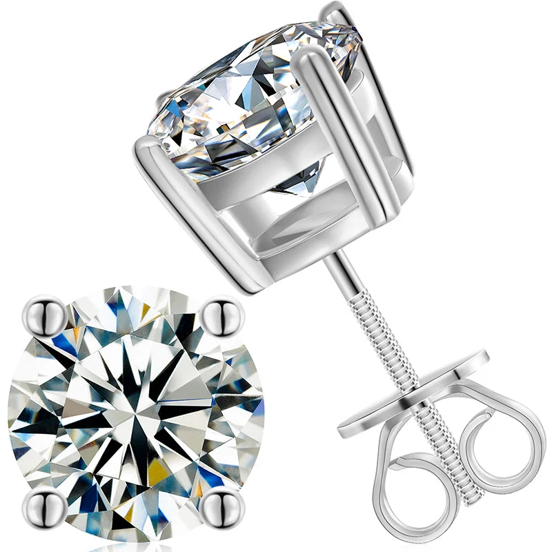 Classic Screw Back Stud Earrings - VVS Moissanite - 14k Gold Vermeil