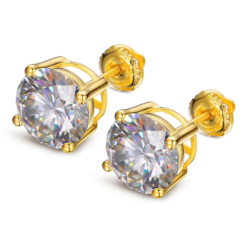 Classic Screw Back Stud Earrings - VVS Moissanite - 14k Gold Vermeil