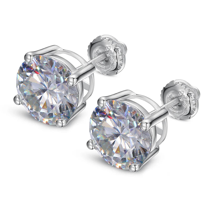 Classic Screw Back Stud Earrings - VVS Moissanite - 14k Gold Vermeil