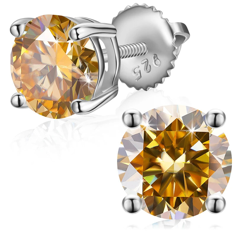 Classic Screw Back Stud Earrings - VVS Moissanite - 14k Gold Vermeil