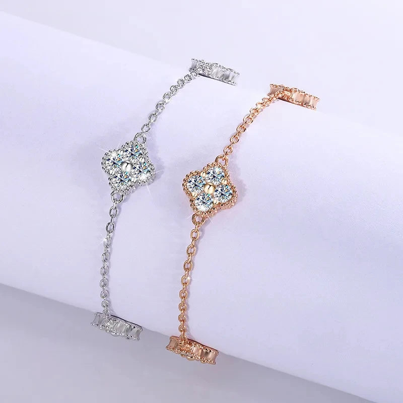 Clover Bracelets & Sets - VVS1 Moissanite 14K Gold Platted