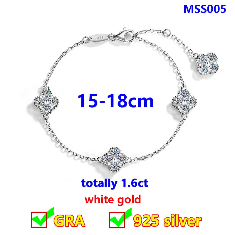 Clover Bracelets & Sets - VVS1 Moissanite 14K Gold Platted