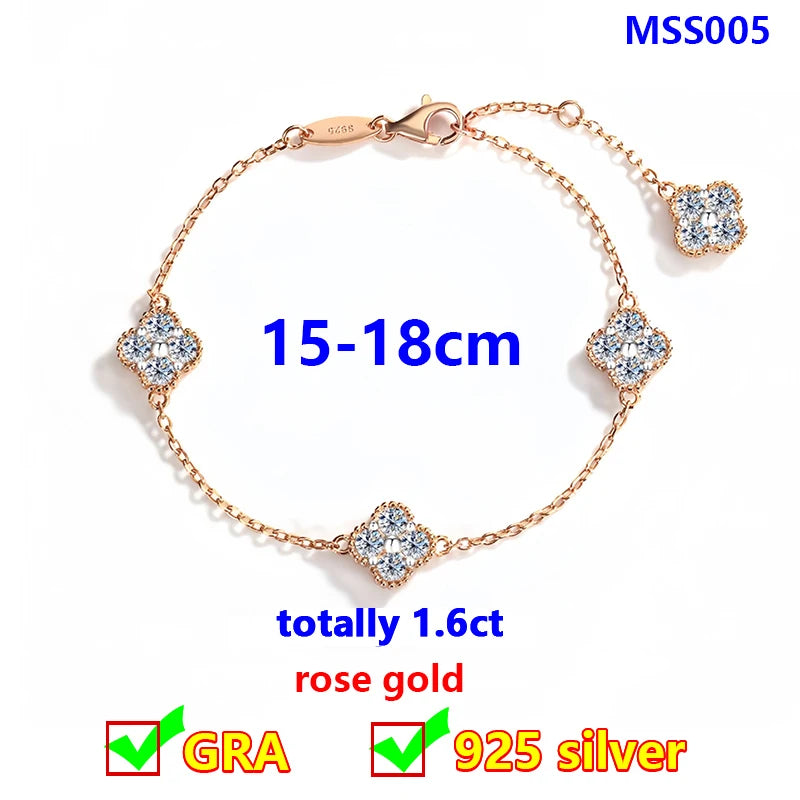 Clover Bracelets & Sets - VVS1 Moissanite 14K Gold Platted