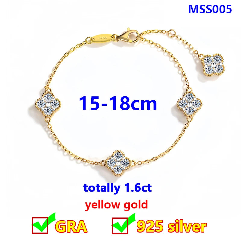 Clover Bracelets & Sets - VVS1 Moissanite 14K Gold Platted