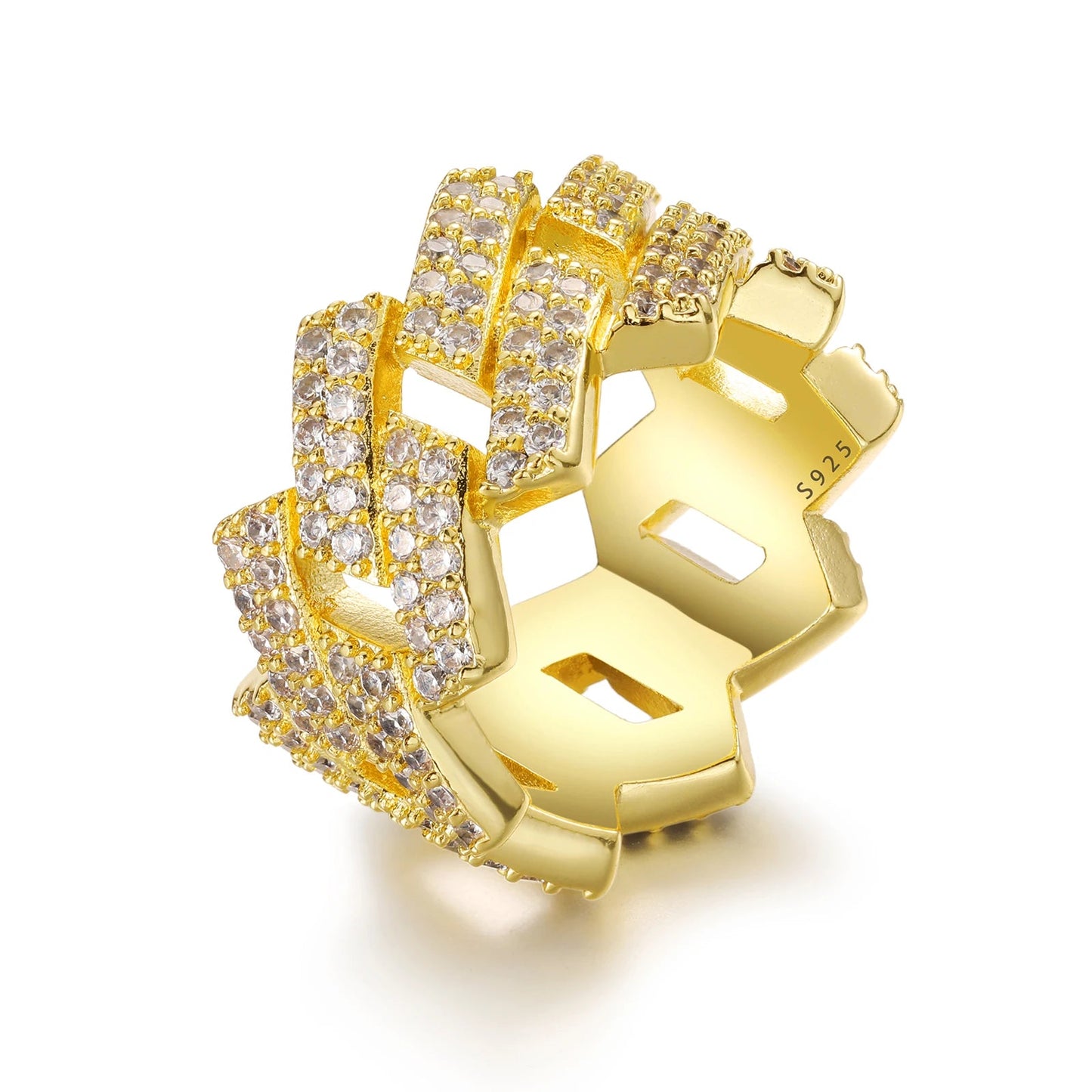 Cuban Link Rings - VVS Moissanite 14k Gold Vermeil