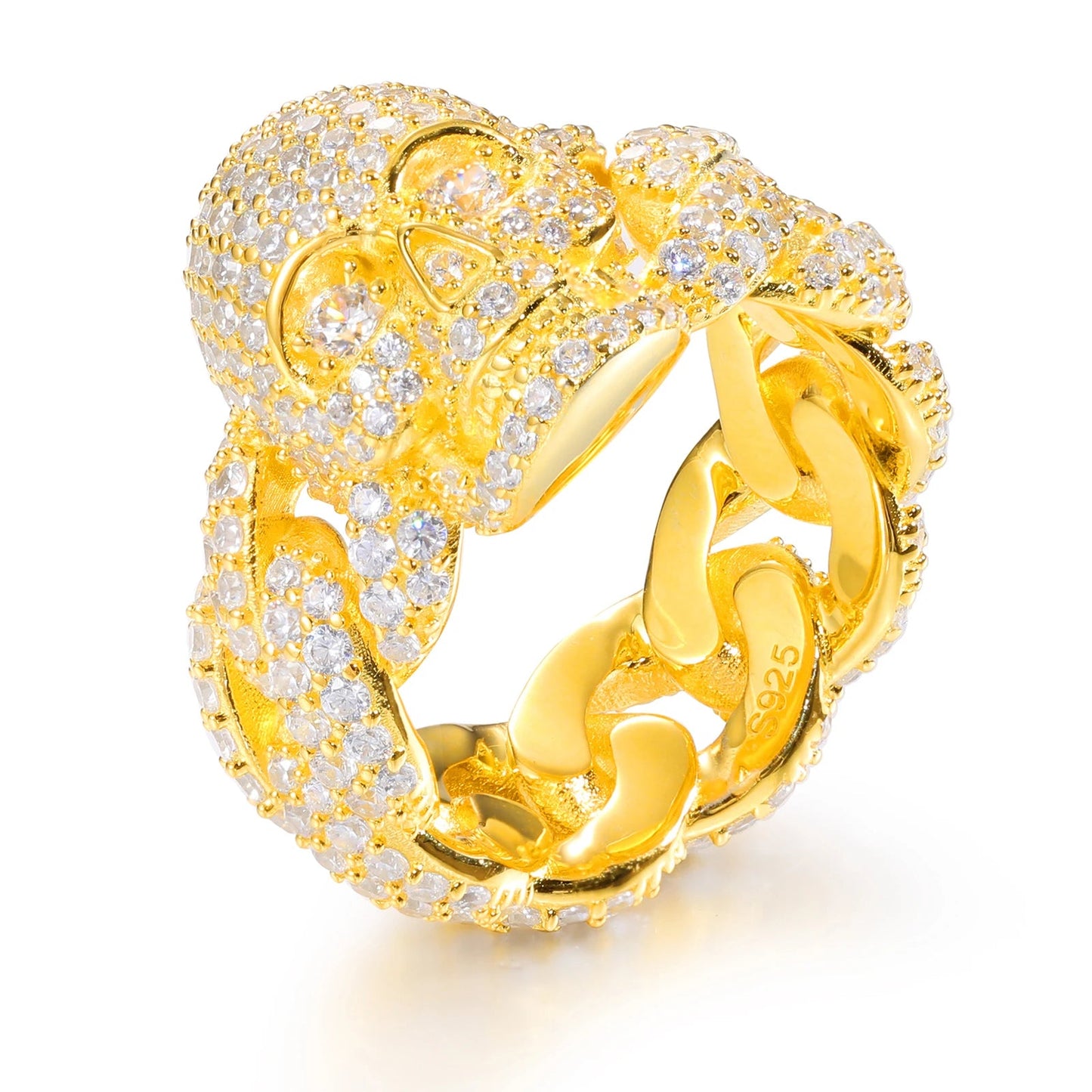 Cuban Link Rings - VVS Moissanite 14k Gold Vermeil