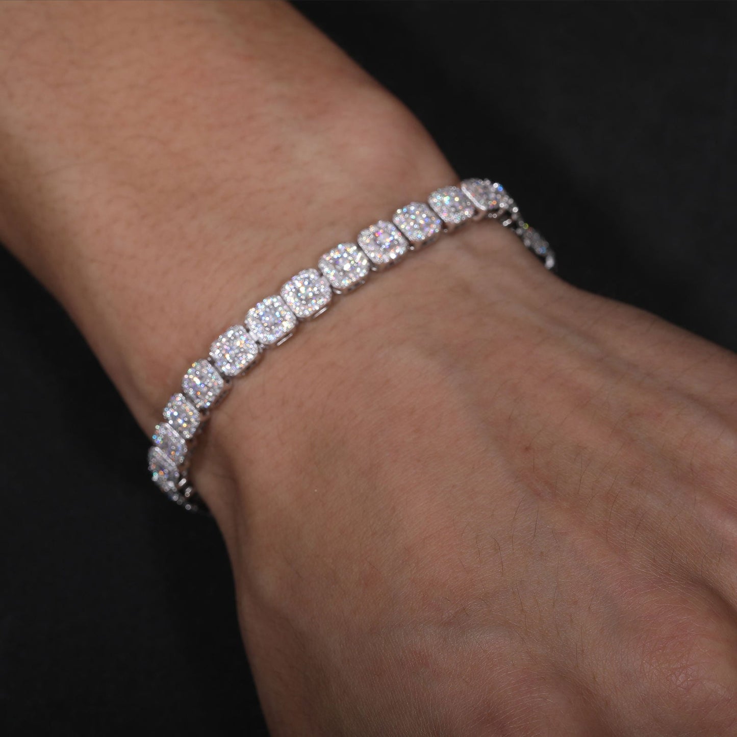 Halo 3D Tennis Bracelet 6mm - VVS Moissanite 14k Gold Vermeil