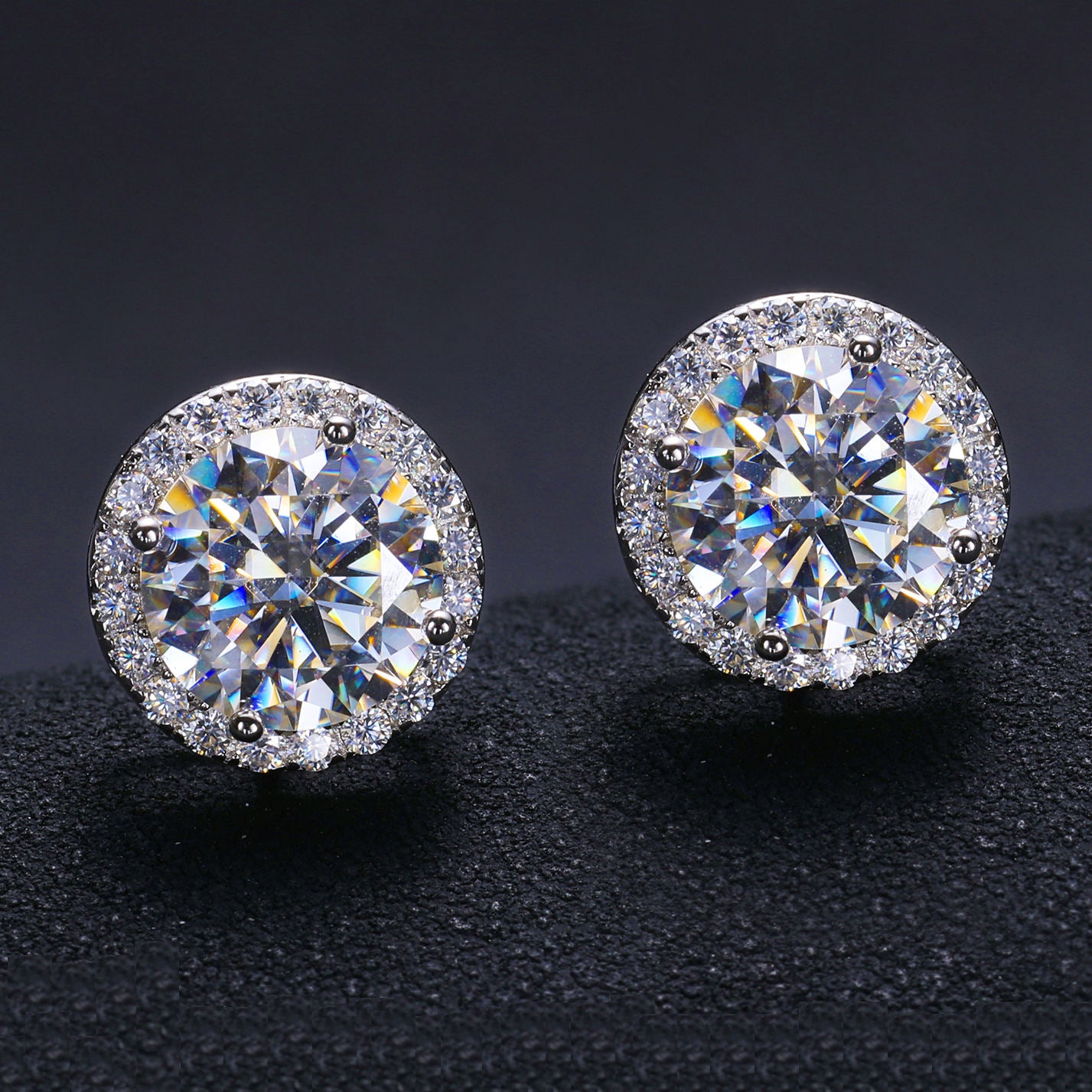 Iced Out Stud Earrings Screw Back - VVS1 Moissanite - 14k Gold Vermeil