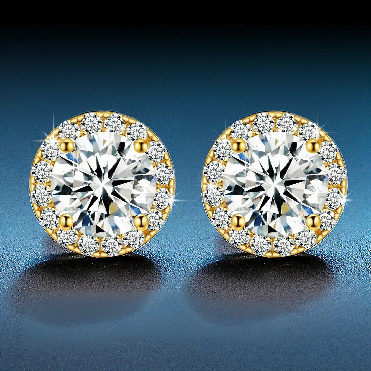 Iced Out Stud Earrings Screw Back - VVS1 Moissanite - 14k Gold Vermeil