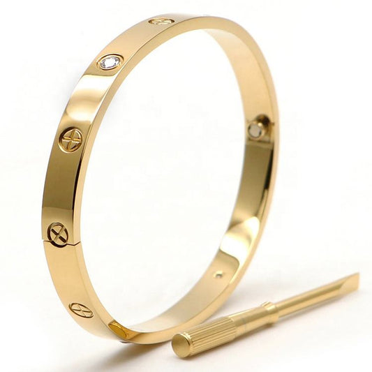 New! Screw C Bracelet - 14K Gold PVD Platted