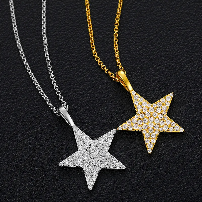 Star Pendant Necklace - VVS Moissanite 14k Gold Vermeil