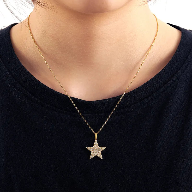 Star Pendant Necklace - VVS Moissanite 14k Gold Vermeil