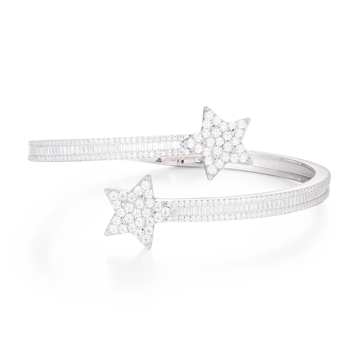 "STARBOY" Star Bangle Bracelet - VVS Moissanite 14k Gold Vermeil