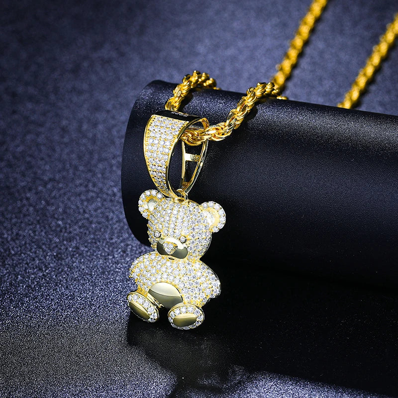 Teddy Bear Pendant - VVS Moissanite 14K Gold Vermeil